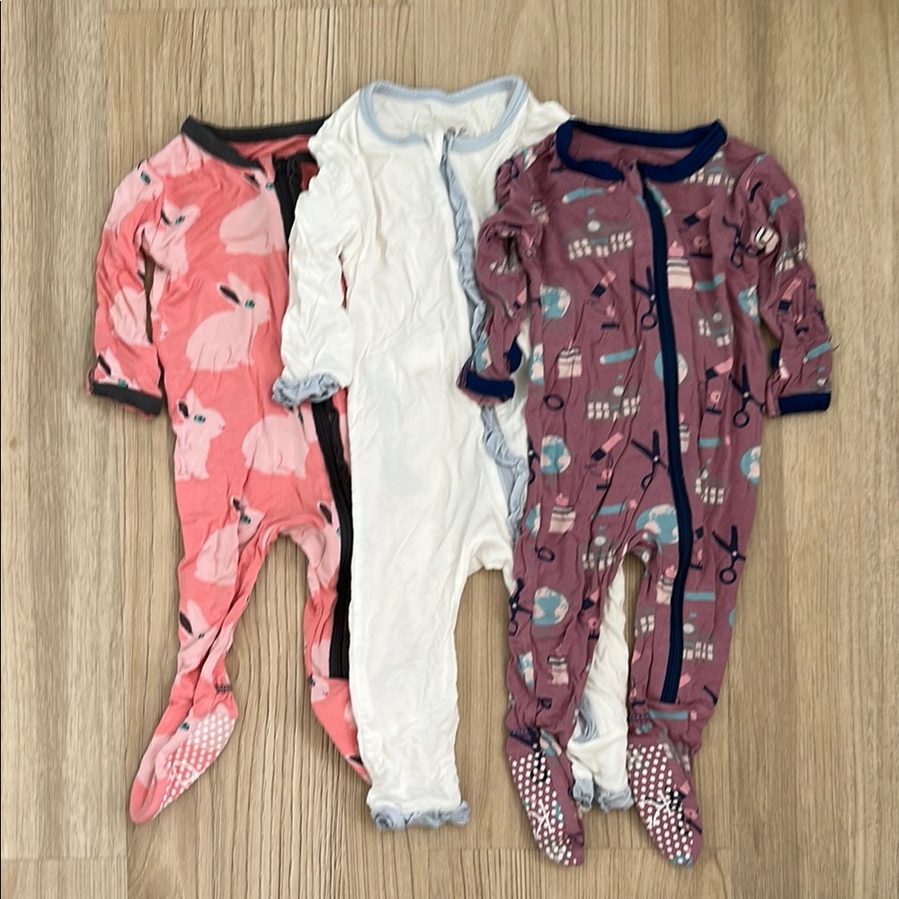 Kids One Piece Pajama Set - Pink, White, Purple